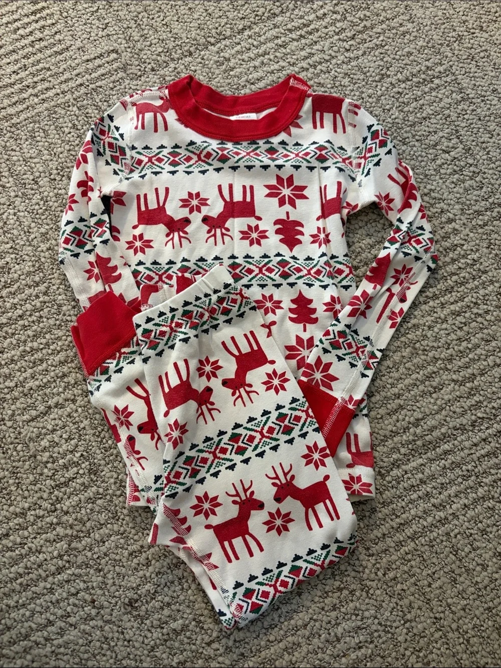 Hanna Andersson Red and White Reindeer Holiday Pajama Set